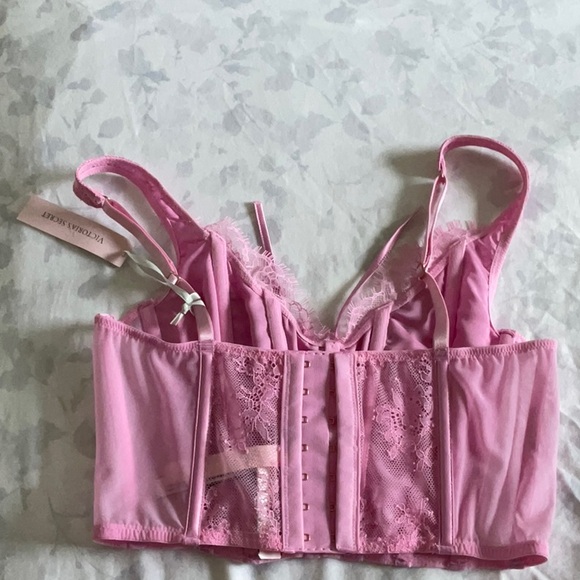 BRAND NEW Victoria Secret Pink Lace Corset Crop Top - Picture 2 of 2